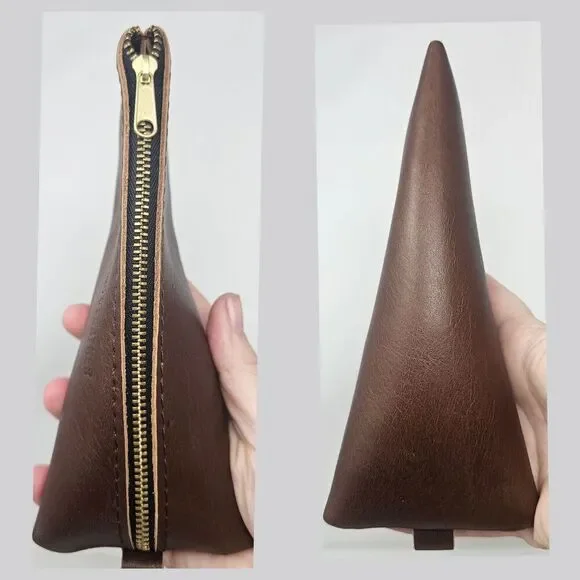 Portland Leather Goods Alpine Pouch Zippered Pouch Brown Makeup Bag NEW - Picture 6 of 7